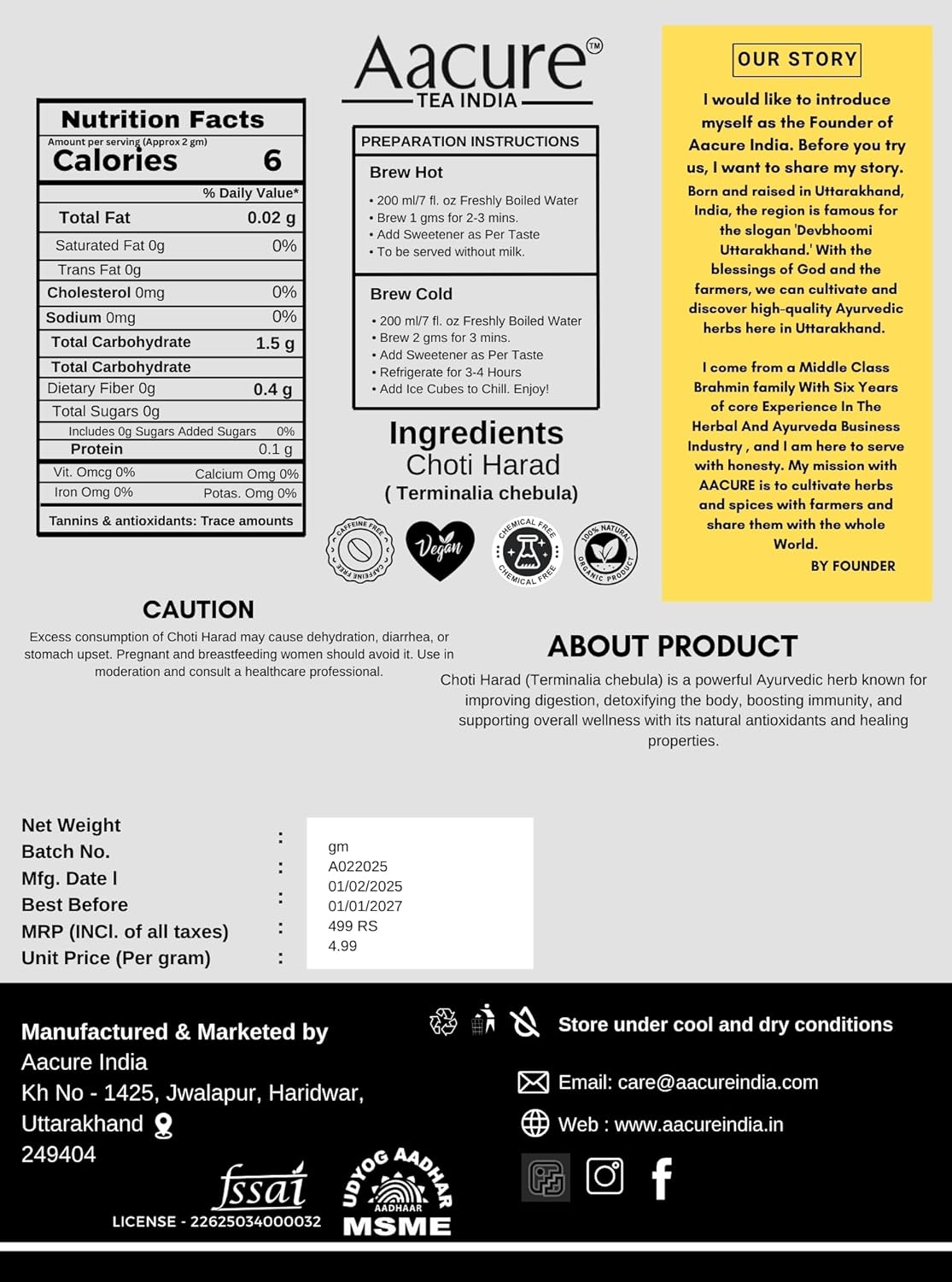 Choti Harad Powder | Small Haritaki Powder